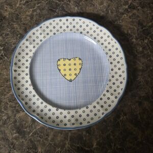 Richard Ginori Heart Salad Plate 8.5" flowers blue burlap look
